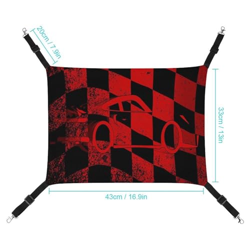 Bandeira de corrida quadriculada com rede de carro e gato - Cama macia para animais de estimação con