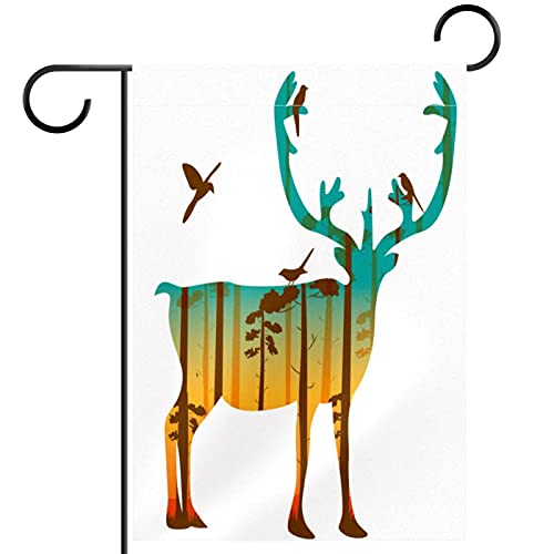 Drapeau de jardin cerf de Noël en tissu premium double face