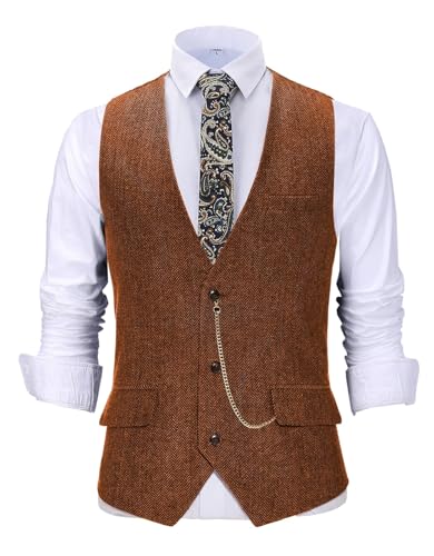 Gilet costume homme orange XS coupe slim décontracté en laine pour mariage