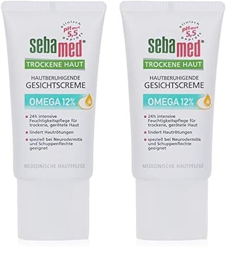 SEBAMED Trockene Haut Gesichtscreme Omega 12%, speziell bei Neurodermitis und Schuppenflechte geeignet, auch für sehr, medizinische Hautpflege, Made in Germany, ohne Mikroplastik (Packung mit 2)