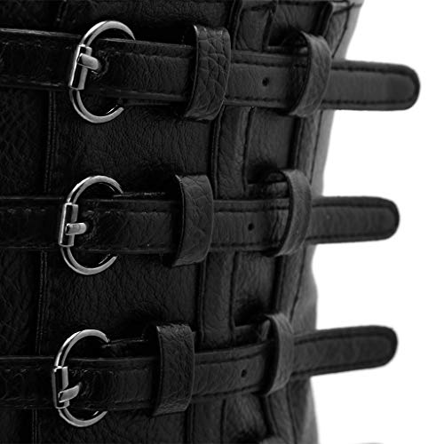 Retro Lady Waist Shape Corset Wide Elastic Faux Leather Belt Stretch Waistband4