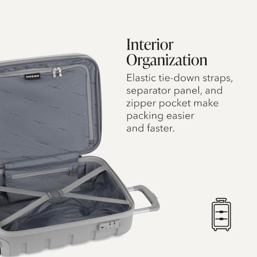 Image of SWISSGEAR Signature Hardside Expandable Carry-On Spinner Luggage, ABS Construction, TSA-Friendly Lock, and Built-In Cupholder, White, 19-Inch, Grey, 2-Piece Set (19 /27), Signature Hardside Expandable