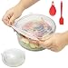 6 Pack Silicone Stretch Lids - Fits Various Sizes and Container Shapes - Expandable, Reusable, Durable, Non-Stick Storage Covers for Keeping Food Fresh - Silicone Spatula and Spoon Rest Included