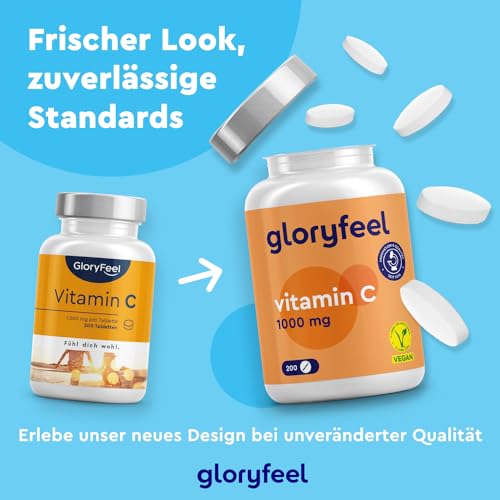 Vitamin C 1000mg Tabletten für Immununterstützung, vegan und laborgeprüft