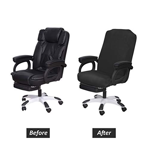 Image of SARAFLORA Office Chair Cover- Medium, Black- Removable Computer Chair Cover for Office Chair with Zipper for Universal Rotating Chair Desk Chair Cover High Back Chair Seat Washable Protector for Pets,Polyester;Spandex