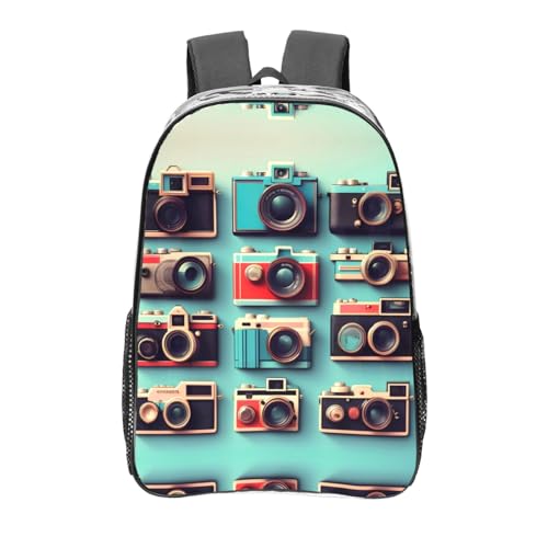 Sac à dos transparent noir One Size imperméable avec compartiments Retro Cool Camera