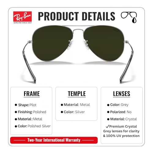 Image of Ray-Ban RB3025 AVIATOR MIRROR Pilot Shaped Sunglasses for Men & Women with Official RAYBAN Eyewear Kit