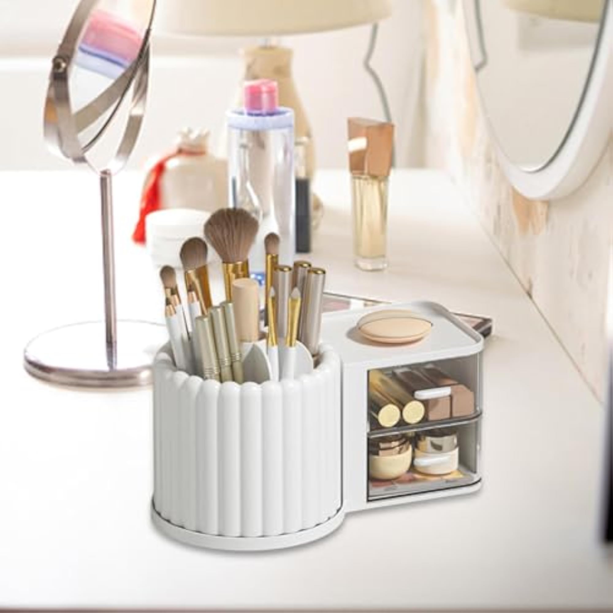 Makeup Organizer Holder Drawer 360 Rotating Pencil Pen Holder
