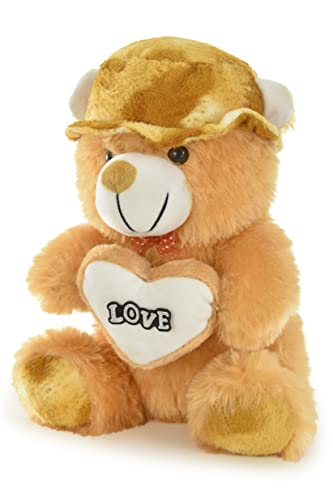 Image of GOLDENHUB Teddy Bear, Sweet Expression, and Huggable Size, Ideal Gift for Any Occasion, Perfect Companion for Children 30 CM Sitting with Cap Butter with Heart