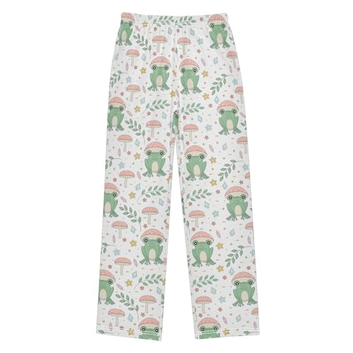 ZZXXB Frog and Mushroom Boys Long Pants Soft Trousers Elastic Waist Kids Lounge Bottoms with Pockets S-XL