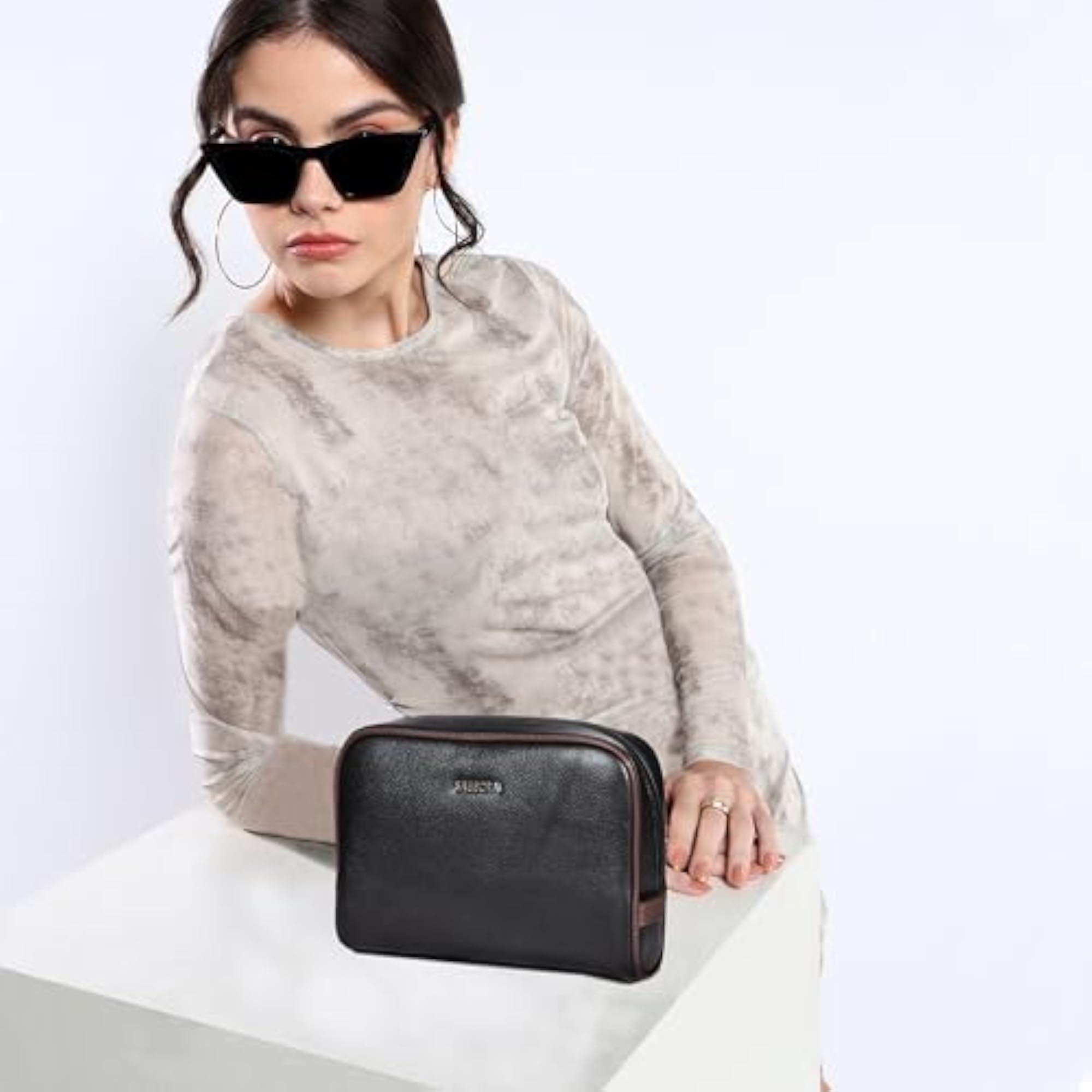 Genuine Leather Unisex Toiletry Travel Pouch