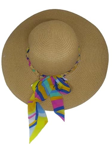 Chapéu Praia Feminino Floppy Palha Aba Laço Piscina Verão (YA58 PALHA)
