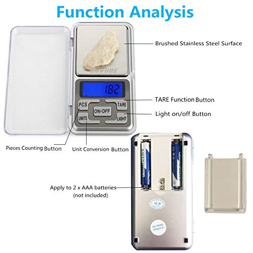 Wowohe Food Travel Scale Portable Scale Gram Capacity 500G Degital Kitchen Small Mini Scale Lab Measuring Scale High Precision Pocket Scale #TOP4
