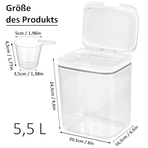 HXXWEUS Waschmittel Aufbewahrung, 5,5L Aufbewahrungsbox mit Deckel, Waschpulverbehälter mit Luftdichtem Deckel, Waschpulver Aufbewahrungsbox, Wäsche Pods Behälter, für Badezimmer, Toilette