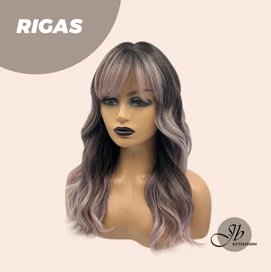 Miniatura 3 de RIGAS Shatush - Peluca ondulada de 20 pulgadas con flequillo, color morado lila para usar y llevar, sin pegamento, para fiesta, Halloween, cosplay,