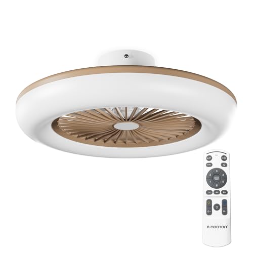 Noaton Ventilateur de plafond 11055G Callisto or, minuteur, abat-jour, télécommande, LED dimmable max 41 W, 3 températures de couleur, débit d'air jusqu'à 61 m3/min, pour la chambre, diamètre 55 cm