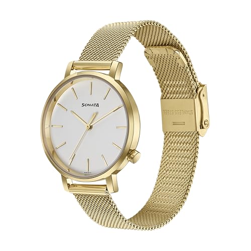 Image of Sonata Elegent Essentials Quartz Analog White Dial Stainless Steel Strap Watch for Women