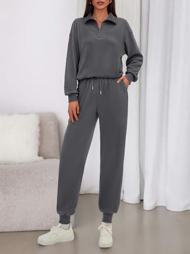 BTFBM Women's 2 Piece Tracksuit Fall Outfits 2025 Long Sleeve Half Zip Sweatshirt Sweatpants Lounge Set Sweatsuits
