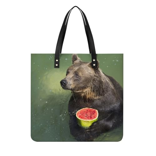 Sac shopping ours pastèque grand tote bag en toile pour femme idéal voyage
