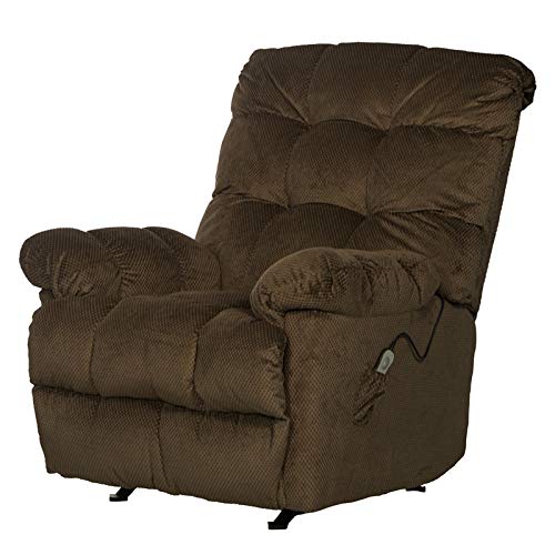 Catnapper Batts Chaise Rocker Recliner With Heat & Massage In Brown Polyester Fabric #TOP4