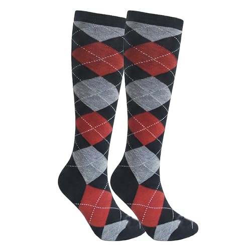 Image of Couver Women's Argyle Knee High Socks - Soft Acrylic Over the Calf Tube Style Socks for Casual Athletic - One Size