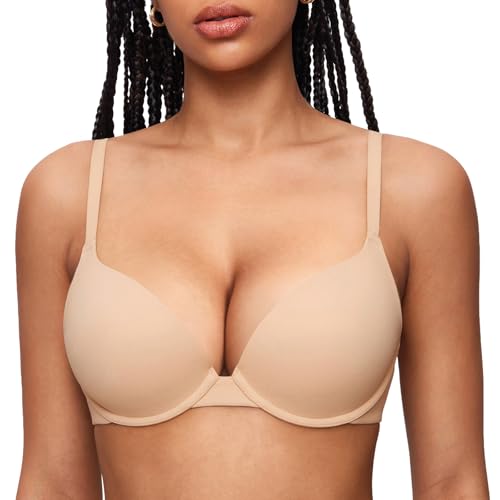 Image of INLYRIC Women's Push Up Bra Tshirt Demi Supportive Bras Underwire Plunge Padded Comfortable Inbarely Plus Collection