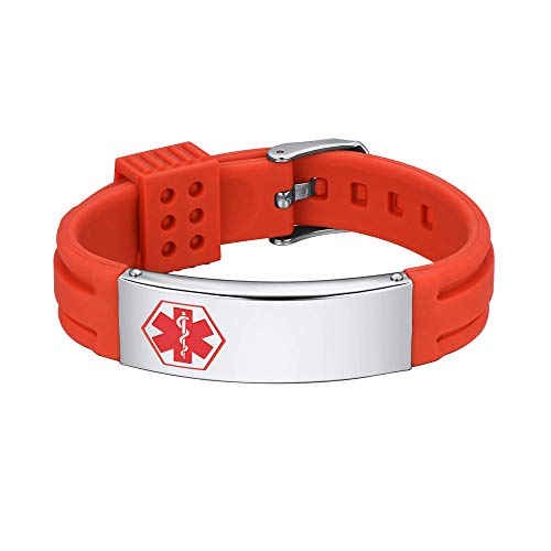 Supcare Engraving Rubber Medical Bracelet Black Soft Sport Silicone Emergency Alert Wristband for Men Sos Jewelry