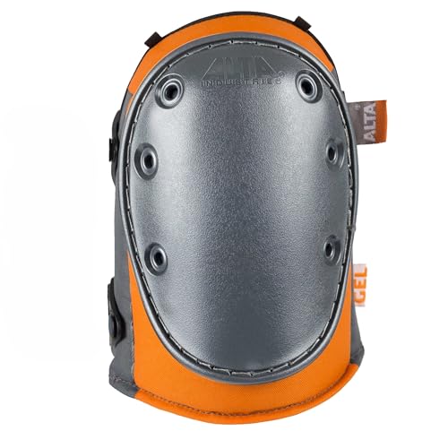 Image of ALTA 56203.50 AltaGUARD Gel Insert Knee Protector Pad, Gray /Orange Nylon Fabric, AltaLOK Fastening, Hard Cap, Long, Gray