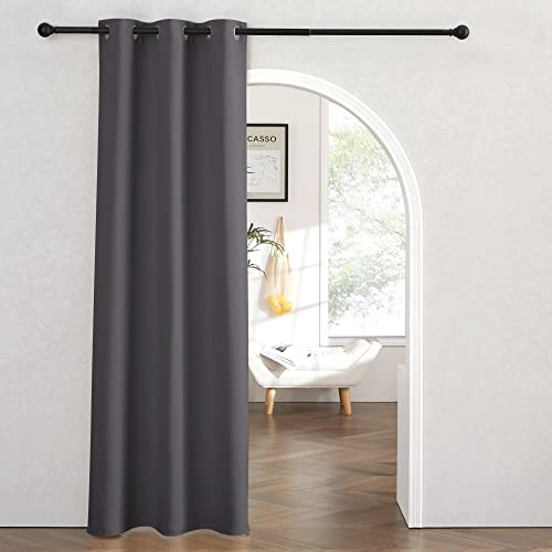 Image of RYB HOME Blackout Curtains Thermal Insulating Privacy Temporary Door Curtains for Bedroom Closet Doorway Accordion Door Interior Living Room Kids Nursery Dining, Wide 60 x Long 90 inch, Grey