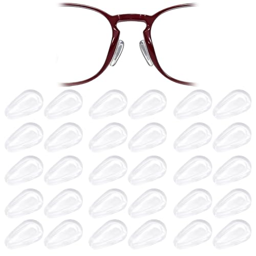 30 Pièces Plaquettes de Nez en Silicone Goutte d'Eau - Coussin d'Air Antidérapant et Invisible, Support Auto-Adhésif Ultra-Doux pour Lunettes de Vue et Soleil
