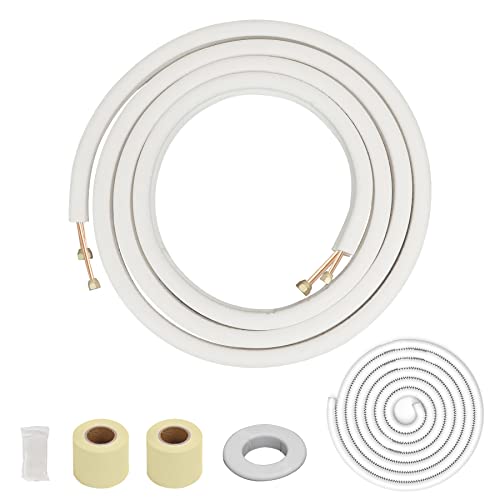Air Jade 33 Ft. Insulated Copper Aluminum Pipes 1/4 & 3/8 Inch O.d. Line Set For Ductless Mini Split Air Conditioner, Heat Pump System #TOP17
