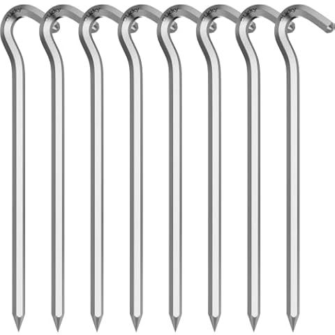 Tent Pegs 8 PCS 18cm Metal Heavy Duty Tent Hooks Aluminum Alloy Camping Hard Ground Pegs for Football Net Tarpaulin and Outdoor Hard Ground Cover
