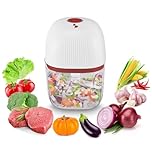 BEPER P102ROB051 Mini Tritatutto Ricaricabile, Tritatutto Senza Filo da 350 ml con 3 Lame in Acciaio Inox, USB Incluso, Rosso/Bianco