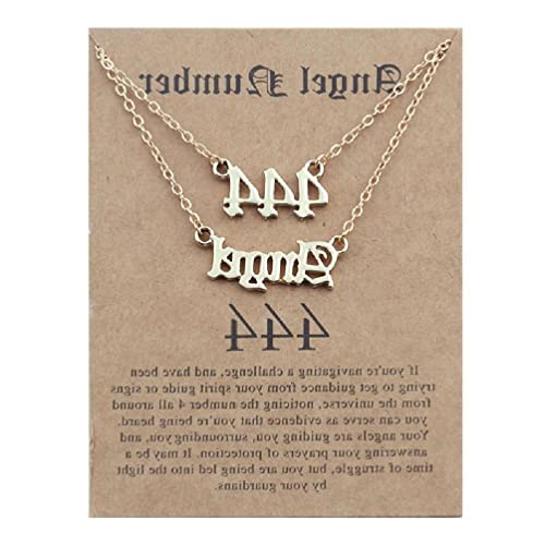 gulang-keng 2Pcs Angel Number Halskette 111 222 333 444 555 666 777 Numerology Halskette Halsketten für Teenager-Mädchen Cover