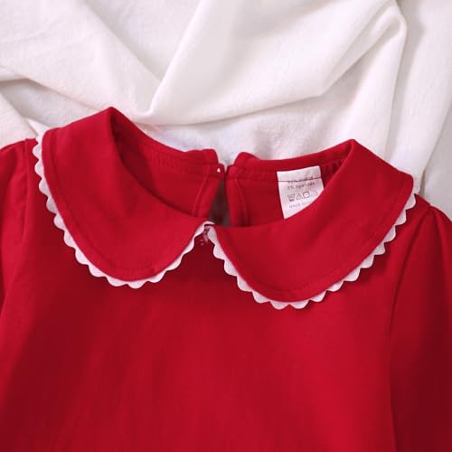 Image of MODNTOGA Kids Girls Basic Shirt Long Sleeve 3 Solid Color Doll Collar Tops Blouse