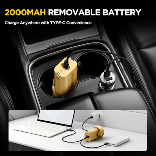 Handheld Car Vacuum Cleaner, 4-in-1 Cordless Rechargeable Mini Vacuum with Air Duster – Quickly Clean Crumbs, Pet Hair & Crevices in Car, Office, Home. Ideal for Commuters & Office Workers (Gold) — view 6