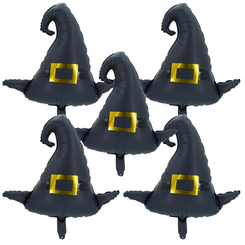 Halloween Witch Hat Balloon Wizard Foil Balloons for Halloween Birthday Party Decoration Supplies - 5 Pcs