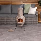 CHARLES BENTLEY Cheminée Mexicaine en Argile Naturelle, Taille Moyenne, Design Soleil, Cha...