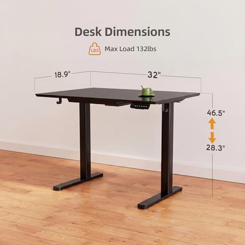 Image of INNOVAR Glass Standing Desk with Drawers 32 x 19 Inch Black