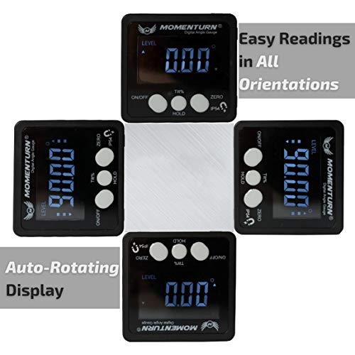Momenturn Level Box Miter Gauge -Digital Readout Angle Finder Tool -Mini Table Saw Stand Accessories -Magnetic Protractor Cube -Woodworking, Bevel, Carpenters Square, Machinist, Fence Inclinometer - Thumbnail 6