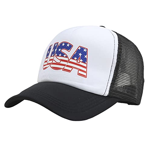 Generisch Chapeau de soleil taille 60 et chapeau en maille de canard imprimé américain, casquette de baseball avec drapeau américain chapeau de soleil fille...