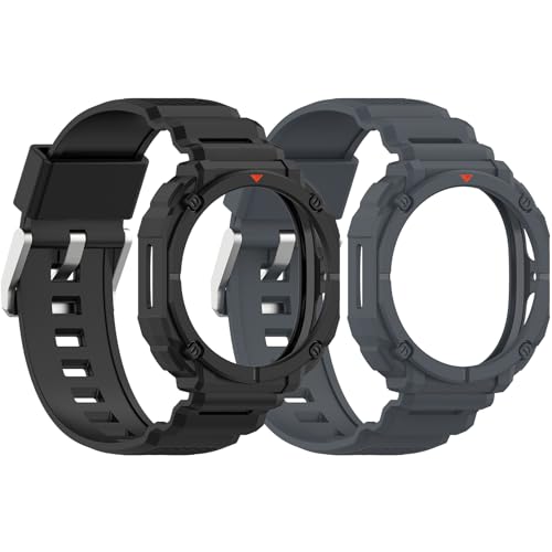 Samsung Galaxy Watch8 �p �����s�[�X�o���h ��̌^�P�[�X�t�� �v���~�A��TPU�t���{�f�B�ی�X�g���b�v ���K�A�_��A�ϋv���A���t���Ǝ��O�����ȒP�A40mm & 44mm�̃X�}�[�g�E�H�b�`�ɑΉ� (�O���[/�u���b�N�A44mm) 2