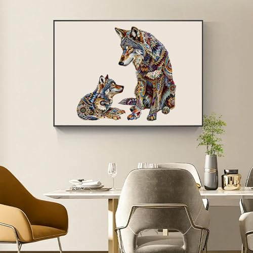 Rompecabezas de madera Ruikiyart para adultos: set con diseño de familia de lobos, 200 piezas, forma única, incluye caja de regalo (28,4 x 28,7 cm) miniatura 5