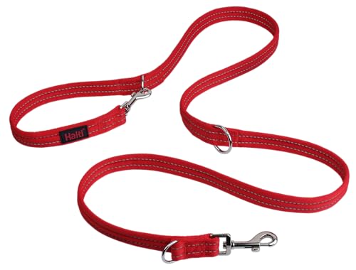 Image of Halti Training Leash - Multifunctional Double-Ended Dog Leash, Ideal for Anti-Pulling Dog Training. Lightweight, Soft & Durable. Suitable for Medium to Large Dogs & Puppies (Size Large, Red, 2m)