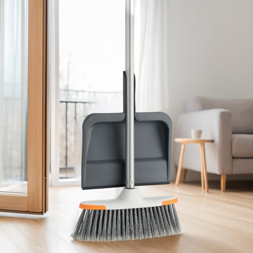 Image of Superio Clip-On Dustpan with Rubber Lip - 10-inch Wide Durable Plastic Dust Pan with Comfort Grip Handle, 2-Pack (Grey)