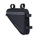 Gran capacidad de 1,2 litros: esta bolsa para cuadro de bicicleta está diseñada para una gran capacidad. El tamaño es de 21 * 25 * 5 cm. Puede contener elementos para el transporte diario, como carteras, teléfonos móviles, llaves, cargadores portátiles, vasos, toallas, herramientas de reparación, etc.