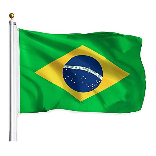 Drapeau Brésil 150 x 90 cm Drapeau Brésilien avec 2 œillets Métalliques Fanion Grand Brazil Flag Parfait Pour Les Festivals Manif Decoration Extérieur Jardin Défilé
