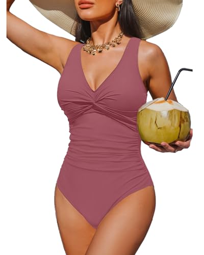 Image of Holipick Women Tummy Control One Piece Swimsuit - Push Up Bathing Suit Full Coverage Slimming Swimwear