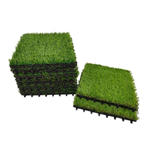 FOELANNE Suelo exterior, Césped Artificial Verde(14PCS)