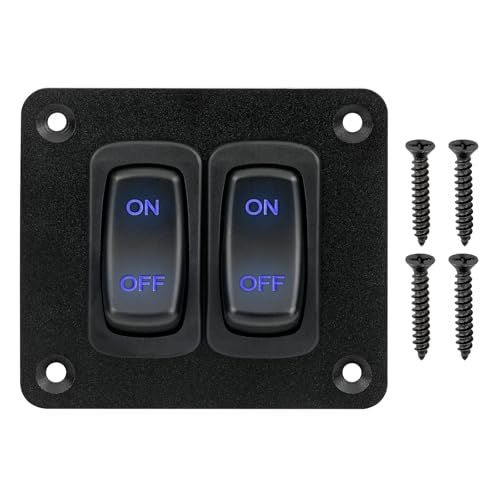 Image of 2 Gang Rocker Switch Panel, 12V 5 Pin 20A ON /Off Toggle Switch | 12V-24V, 20A rating, Waterproof, 5-Pin, Automotive Replacement Toggle Switches For Boats and RVs, ATVs, trailers, and cars
